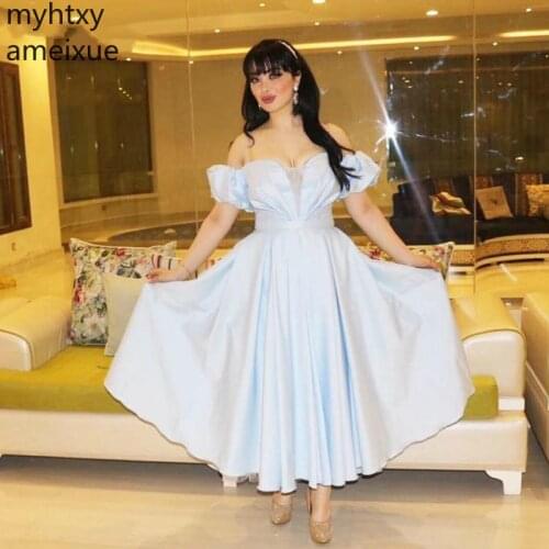 The Shoulder Chiffon Short Custom Evening Dress 2020 Abiye Abendkleider Gown Vestido Longo Festa Plus Size Robe De Soiree