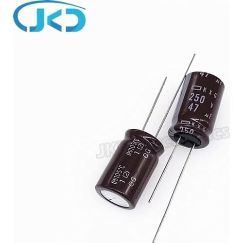 10pcs/Lot 47UF 250V Japan NCC KXG Series 12.5*20mm Low ESR Long Life 250V47UF Aluminum Electrolytic Capacitor NIPPON CHEMI-CON