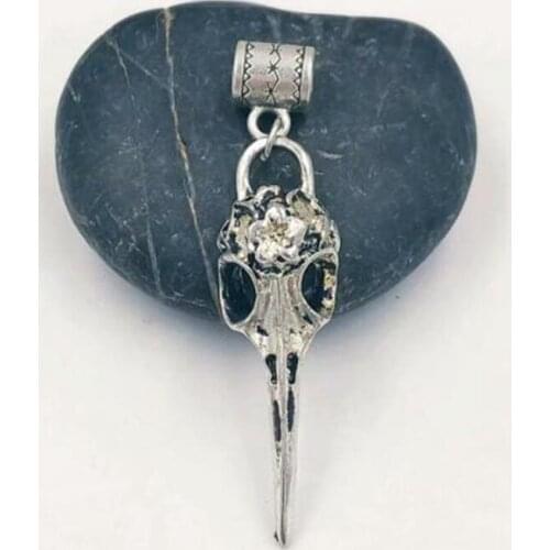 20 pcs Tibetan Silver Tone Steampunk Cute Raven Skull Head Beads European Charms Pendant For Bracelet Jewelry Making Handmde