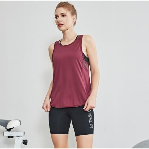 2020 New Style Fitness Top Womens Beautiful Back Fast Dry Sleeveless Training Sports Running Loose Exercise T-shirt