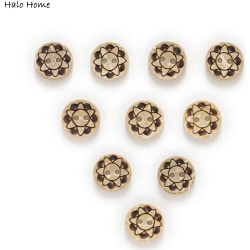 30pcs 2 Hole Coconut Buttons Flower Sewing Scrapbooking Handwork Clothing Home Decor Gift Card Making DIY 13mm