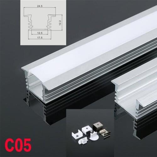 C05 5 Sets 50cm U Shape LED Bar Lights Aluminum Channel Profile With Cover, End Caps and Mounting Clips for under cabinet Lights