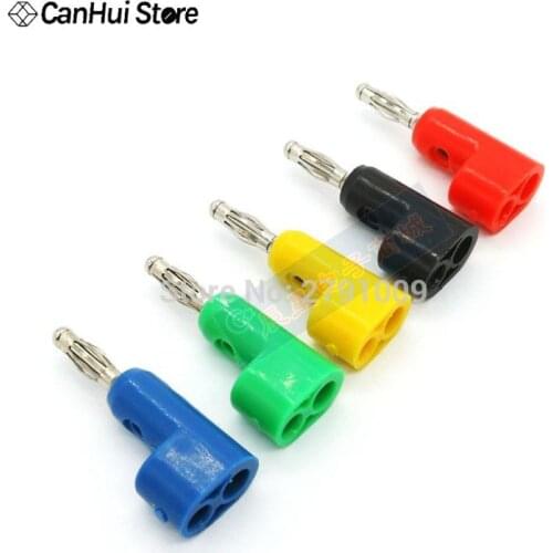 5pcs 5 colour Gun type 4mm banana plug Screw Fix stackable banana connector plug