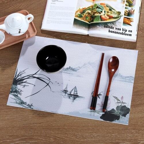 6pcs PVC Placemat Kitchen Dining Table Mats Western Table Mat Hotel Home Kitchen Dining Table Insulation Pad Table Bowl Mats