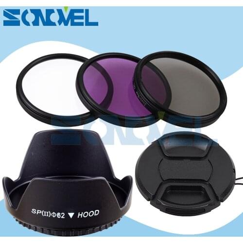 62mm UV CPL FLD Lens Filter Kit+Lens Cap+Flower Lens Hood For Sony A7 A7II A7R A7S A7RII A7SII A9 With FE 90mm f/2.8 Lens