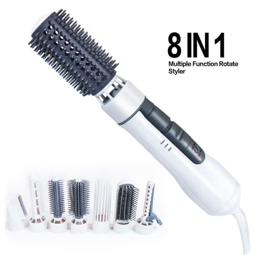8 In 1 Hair Blower Brush Multifunctional Hair Dryer Blow Dryer Comb Electric Hairbrush Rotating Hair Brush Curling Iron Styler
