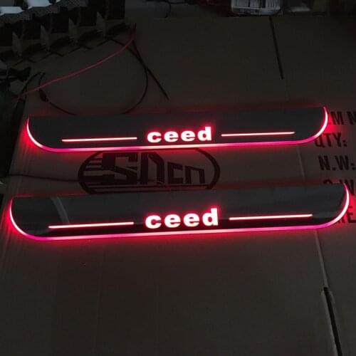Car LED Door Sill Scuff Plate For Kia Ceed 2015 2016 2017 2018 Exterior Parts Pathway Moving Welcome Pedal Light