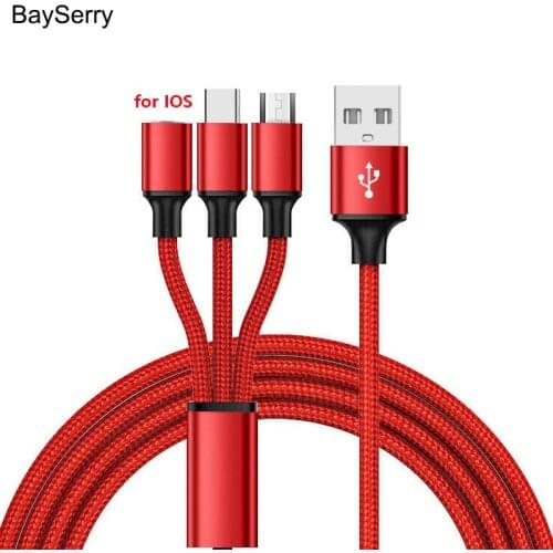 BaySerry 3 IN 1 8Pin USB Type C Micro USB Cable For iPhone 12 11 Pro XR For Samsung S21 Xiaomi Huawei USB Fast Charging Cables