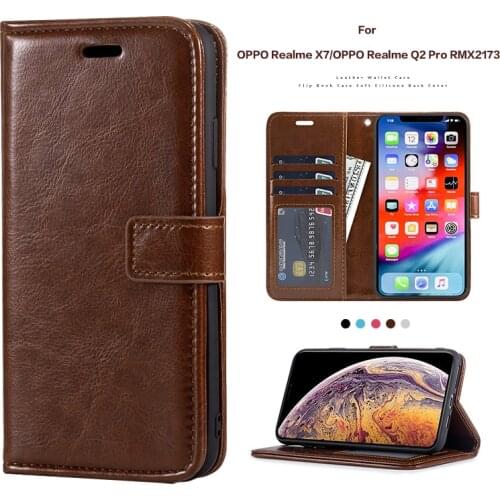 PU Leather Flip Case For OPPO Realme X7 Silicone Photo Frame Case Wallet Cover For OPPO Realme Q2 Pro RMX2173 Business Case