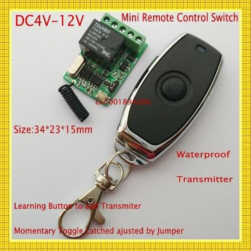 DC 4V-12V Wide Working Voltage Remote Switch 4.5V 5V 6V 7.4V 9V 12V 10A Relay Mini Wireless Control Switch RF RC No COM NC RXTX