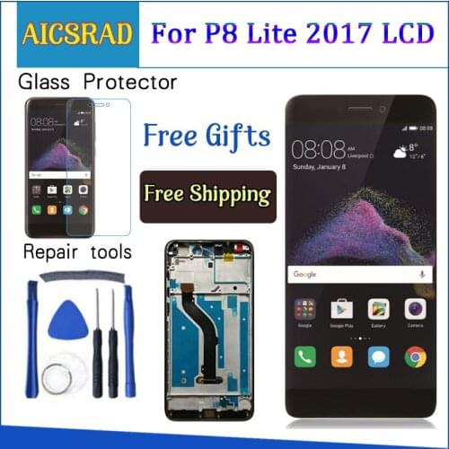 For Huawei P8 Lite 2017 LCD display Touch Screen Digitizer Assembly Replacement For Huawei P8 Lite 2017 Mobile Phone With Frame