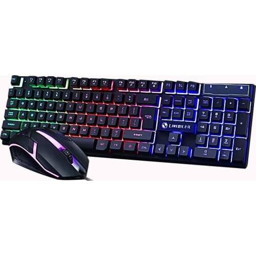104 Keys Gaming Keyboard USB Wired RGB Backlight Multi-Colored Changing Ergonomic Optical Keyboard and Mouse Set