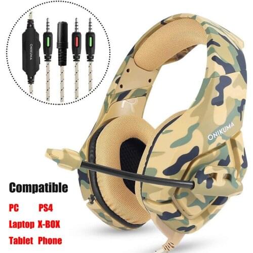 ONIKUMA K1 Casque Camouflage PS4 Headset with Mic Stereo Gaming Headphones for New Xbox One/Laptop Tablet Gamer