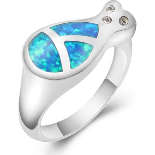 Hermosa Blue Fire Australian Opal Ring Size 7/8 RSCZ2545 Wholesale Jewelry Rings Amazing Lovely Special Gift