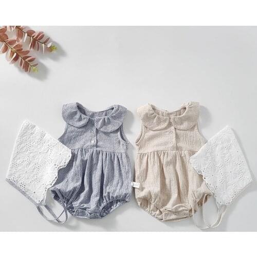 Girl Rompers + Cap Baby Girls One-piece Clothes Summer Baby Girls Baby Girls Cotton Short Sleeve Hardcover Creeper