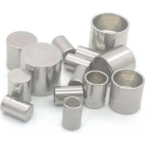 20 PCS Leather Rope Stainless Steel End Caps Bucket For Jewelry Making Round Cord Fastener End Crimping DIY Findings