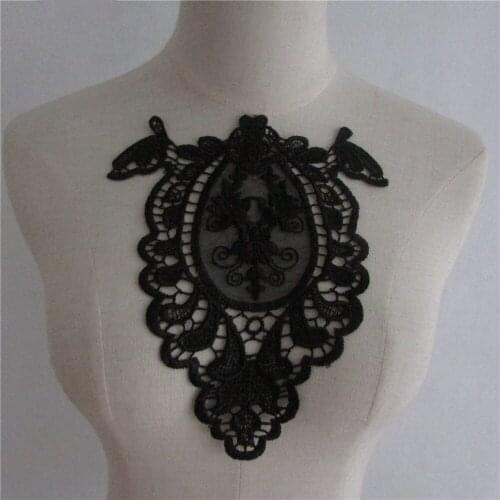 New style black Embroidery Flower Lace Neckline Fabric DIY Collar Sewing Craft Decoration Dress Accessories 1pcs sell YL681