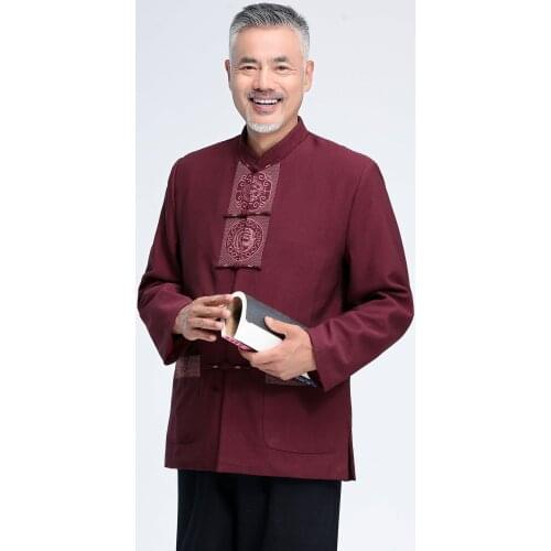 Autumn Winter New Men Casual Jacket Long Sleeve Embroidery Coat For Father Fashion Male New YearS Clothes Chaquetas Hombre