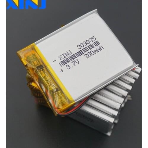 XINJ 10pcs 3.7V 300 mAh Li po lithium polymer battery li ion cell 303035 For Camera bluetooth speaker driving recorder Sat Nav