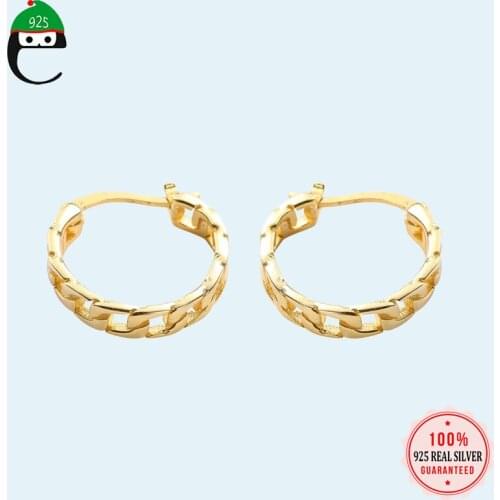 Small Hoop Earrings 100% 925 Sterling Silver Chain Style Gift Earring for Women Real Silver 925 Jewelry Wholesale DS1670