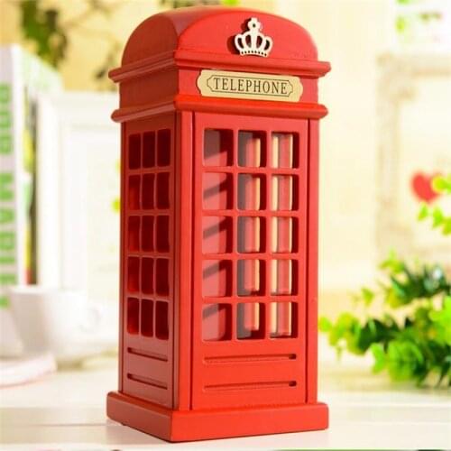 Pure handmade retro iron phone booth with clocks and antique telephone creative studio clothing store decoration 3