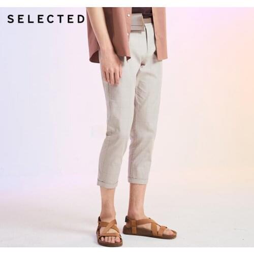 SELECTED Mens Cotton Plaid Business Casual Cropped Radish Pants S|420214505