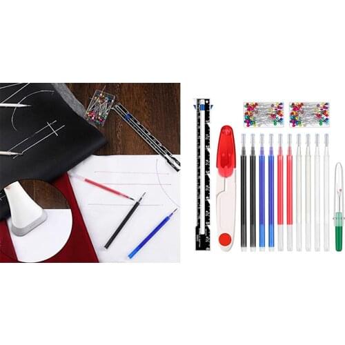 15PCS Sewing Tool Kit Seam Ripper Snip Stitch Scissor Gauge Ruler Sewing Pins