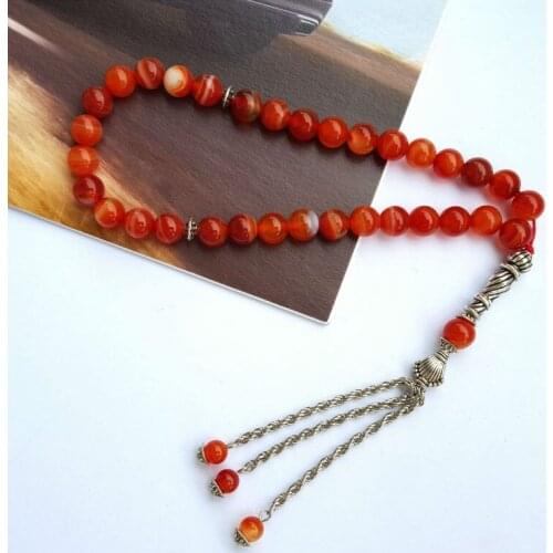 New Arrivel !!! Sardonyx Stone beads Islamic musilm 33 prayer bead tashih Rosary beads Allah stone For Famliy Friend gift