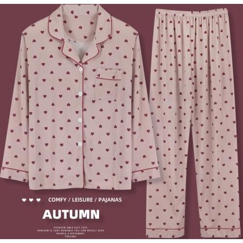 New Autumn Pajamas Womens Lapel Cardigan Nightwear 2Pcs Suit Milk Silk Nightgown Casual Home Wear Full Sleepwear Sleep Tops
