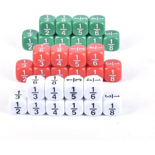 New 10 PCS/Set 16*16 mm White Fractional Number Funny Dice Education Game Accessory