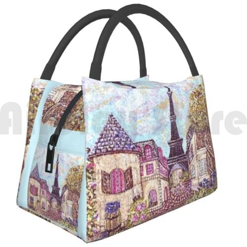 Portable Insulation Bag Paris Eiffel Tower Inspired Pointillism Landscape By Kristie Hubler Paris