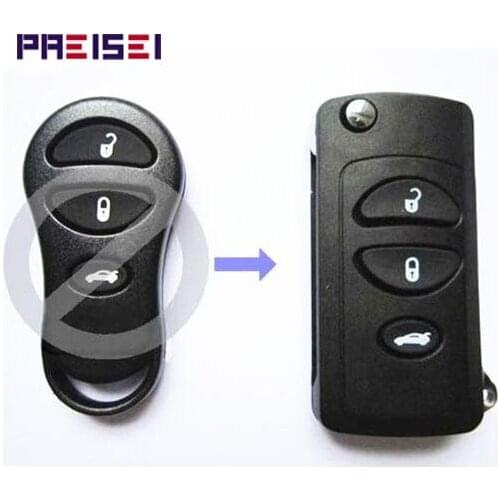 PREISEI 5pieces/lot 3 Buttons Blank Keys For Car Chrysler Modified Flip Remote Key Casing Fobs