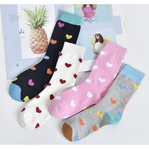Tide Socks Womens Net Red Tube Flower Socks Long Tube Korea Color Mens Wild Cotton Socks High Waist Love Socks Harajuku