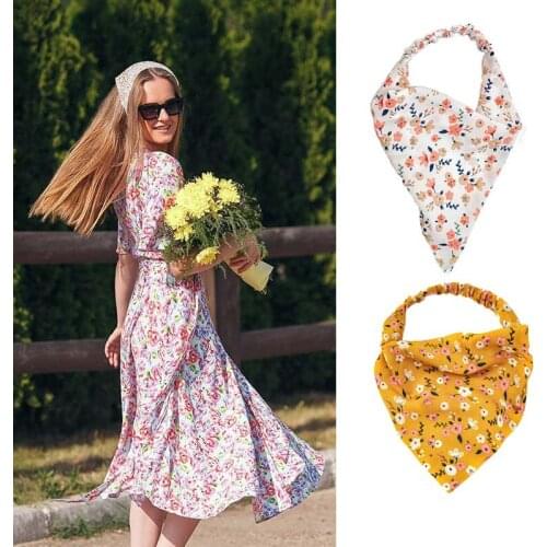 Floral Print Scrunchies Hair Scarf Headband Elastic Hair Band Cute Turban Headwrap Headbands For Women Girls Hair Accessories