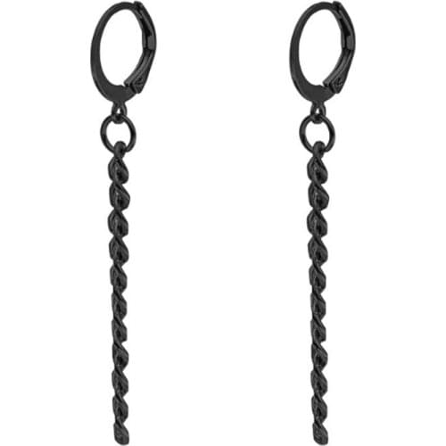 Gold Silver Color Long Tassel Chain Ear Clip For Women Stainless Steel Titanium Tassel Stud Earrings Piercings Fashion Jewelry