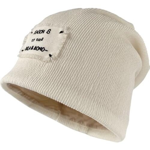 Beanie Hats Autumn Comfortable Thin Knitted Hat Casual Design Hat Women Balaclava Kerchief Bobble Hat Spring Knit Cap Kerchief