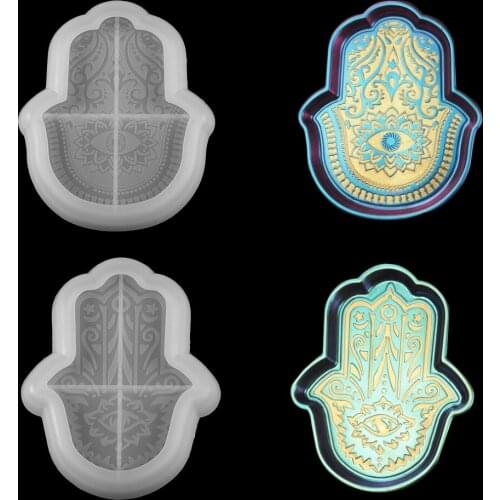Fatima Hand Tray Silicone Molds Hamsa Hand Shape Plate Dish Epoxy Resin Casting Mold Amulet DIY Jewelry Making Handmade Craft