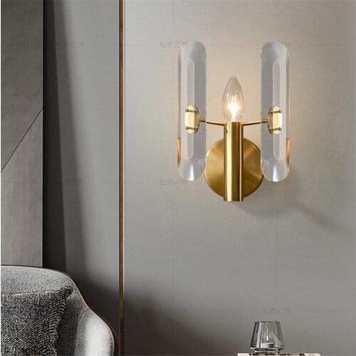 Nordic crystal candlestick wall lamps bedroom study luxury living room background wall sconces lights aisle corridor lighting