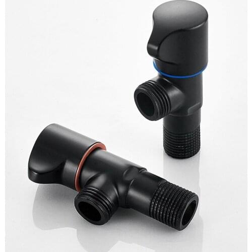 Angle Valve Copper Black Bathroom Filling Valves Toilet Cold and Hot Water Stop Valve Deck Mounted for Kitchen Bath Toilet Sink