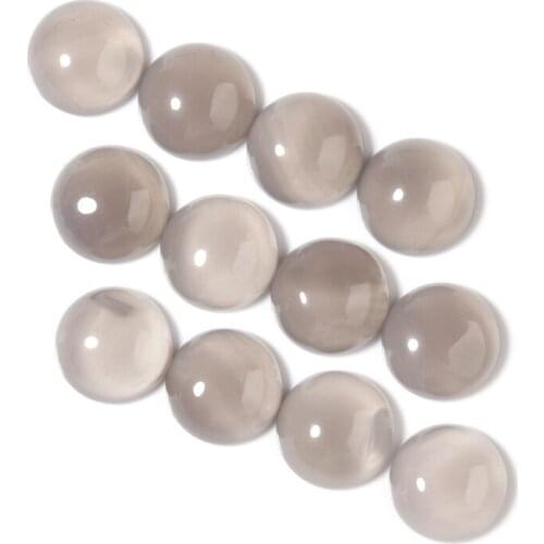 Xinyao 10Pcs 4mm 6mm 8mm 10mm 12mm Gray Agate Stone Cabochon for DIY Jewelry Making