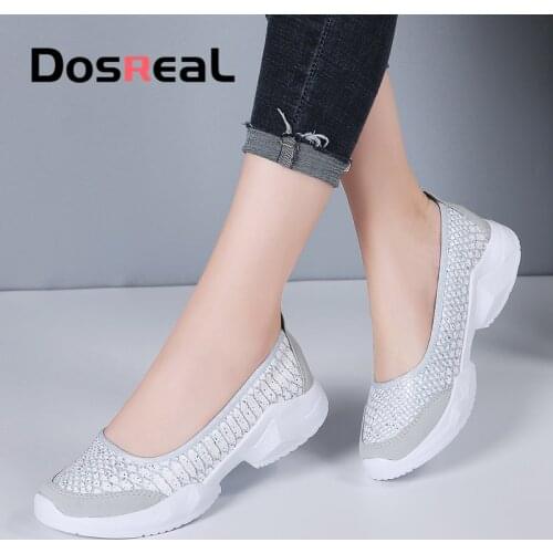 Dosreal Women Shallow Flats Shoes Summer Fashion Mesh Sneakers For Ladies Outdoor Casual Shoes Comfortable Walking Shoes Big