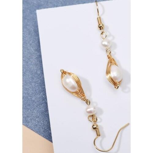 2021 New Golden Natural Pearl Super Fairy Retro Water Drop Womens Super Beautiful Earrings Jewelry