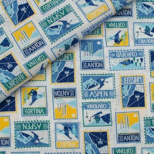 140cmx100cm Cotton Fabric for textile, pathwork, cloth - Sports stamp on white background