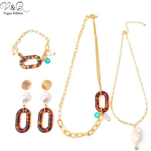 2020 New Arrival Diy Package Jewelry Set Necklace Earring Bracelet Set With Pearl/ Acrylic Hoop Fashion Jewelry Set For Women