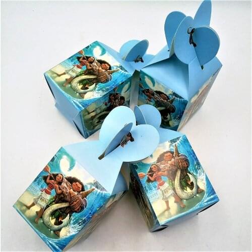 6pcs/set Funny Moana Party Supplies Candy Box Case Gift Box Kids Birthday Favor Accessory Birthday Party Decoration Party Favors