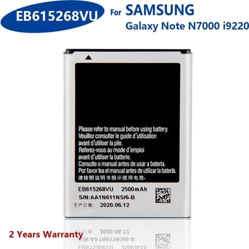 100% Genuine EB615268VU Battery for Samsung Galaxy Note i9220 i9220 Note1 i889 GT-N7000 i9228 2500mAh Mobile Phone Batteries