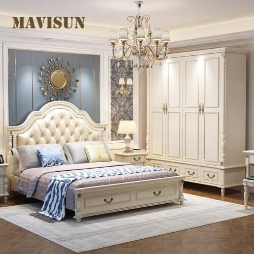 American High-end Solid Wood Double Bed 1.8m Modern Princess Light Luxury Wedding Bed Simple European Bedroom Set Furniture