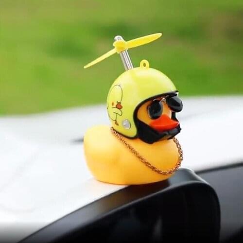 Car Cute Yellow Duck with Helmet Broken Wind Small Yellow Duck Road Bike Motor Helmet Riding Cycling Accessories Without Lights