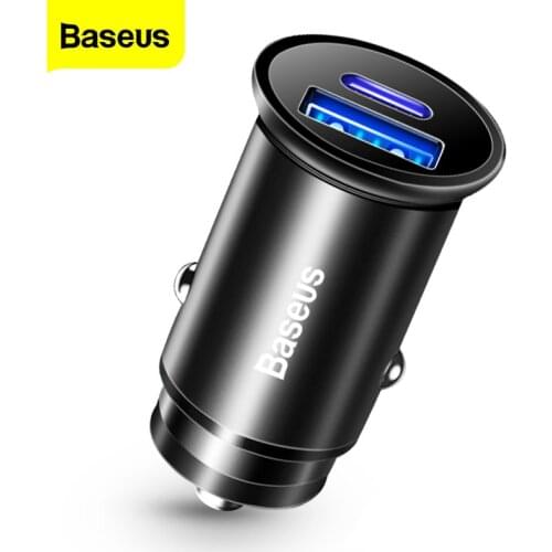 Baseus Metal USB Car Charger For iPhone Xiaomi Huawei Quick Charge QC4.0 QC3.0 VOOC Auto Type C PD Fast Car Mobile Phone Charger