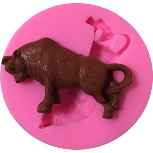 Free Shipping Angry Bulls Cooking Tool Silicone Mat Fondant Paste Mold Cake Decorating Polymer Clay Resin Candy Cake Sculpey